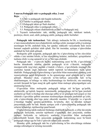 pedagogik takt va pedagogik etika — DOCX