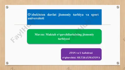 o‘zbekiston davlat jismoniy tarbiya va sport universiteti — PPTX