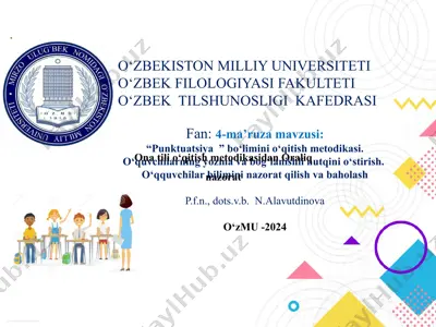 "punktuatsiya bo‘limini o‘qitish metodikasi" — PPTX