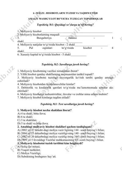 hisobotlarni tuzish va taqdim etish — DOCX