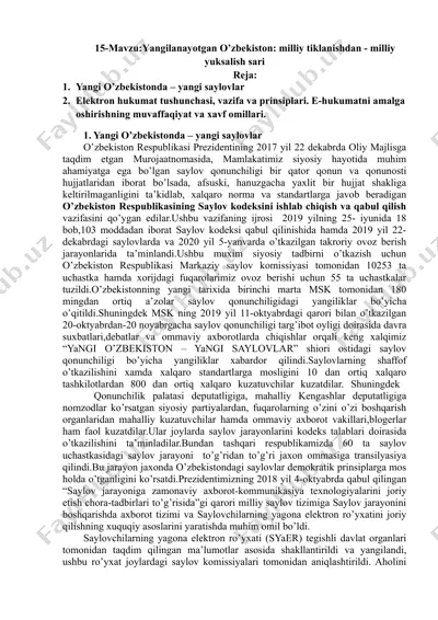 yangi o'zbekistonda: milliy tiklanishdan - milliy yuksalish sari — DOCX