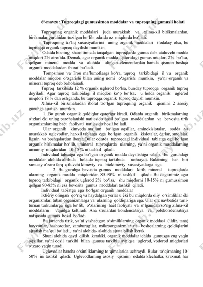 tuproqdagi gumussimon moddalar va tuproqning gumusli holati — DOCX