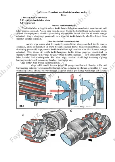 frezalash asboblarini charxlash usullari — DOCX