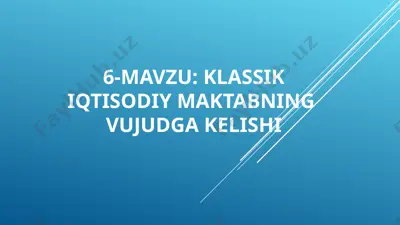 klassik iqtisodiy maktab — PPT