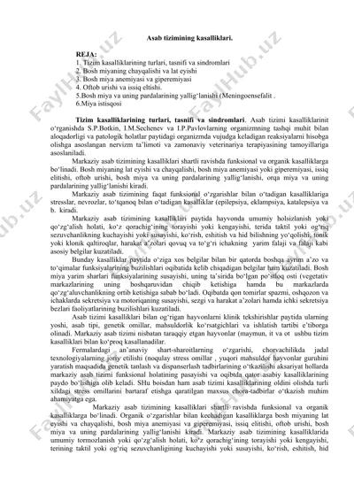 asab tizimining kasalliklari. — DOC