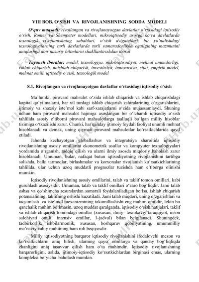 rivojlangan va rivojlanayotgan davlatlar o‘rtasidagi iqtisodiy o‘sish — DOCX