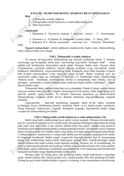 tilshunoslikning adabiyot bilan munosabati — DOCX