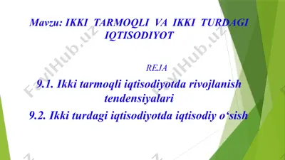 ikki tarmoqli va ikki turdagi iqtisodiyot — PPTX