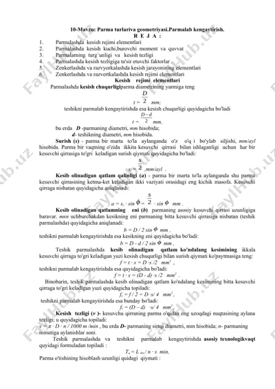 parma turlari va geometriyasi — DOCX