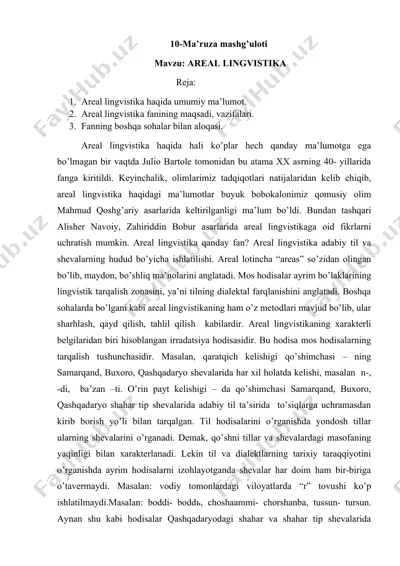 areal lingvistika haqida umumiy ma’lumotlar — DOCX