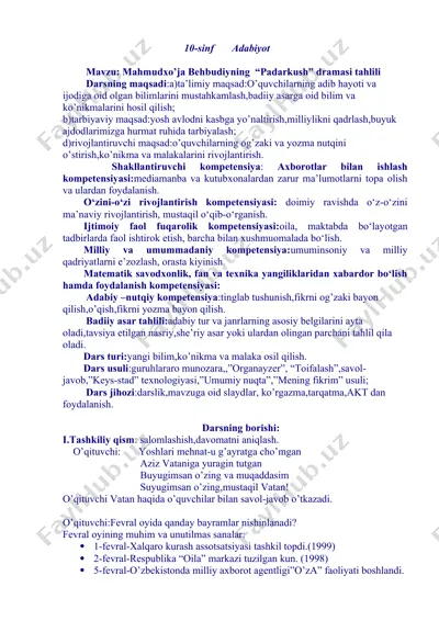 mahmudxo’ja behbudiyning “padarkush” dramasi tahlili — DOC