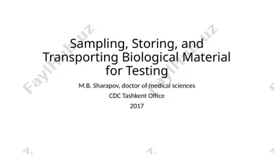 sampling, storing, and transporting biological material for testing — PPTX