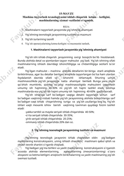 yig'ish jarayonining ahamiyati — DOC