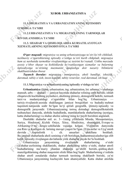 urbanizatsiya va migratsiya — DOCX