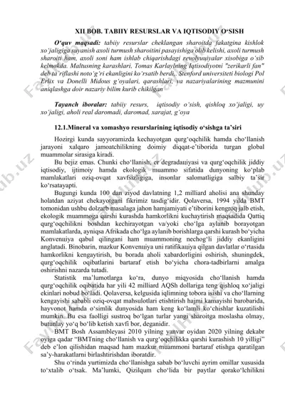 tabiiy resurslar va iqtisodiy o‘sish — DOCX