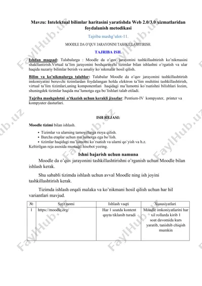 intelektual bilimlar haritasini yaratishda web 2.0/3.0 xizmatlaridan foydalanish metodikasi — DOCX