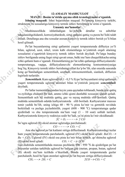 bosim ta’sirida quyma olish texnologiyasi — DOCX