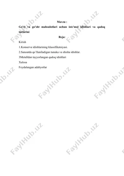 go'st va go'sht mahsulotlari uchun iste'mol idishlari va qadoq turlari — DOCX