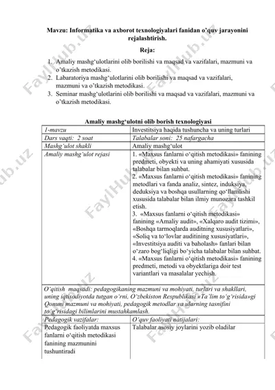 amaliy mashg‘ulotni olib borish texnologiyasi — DOCX