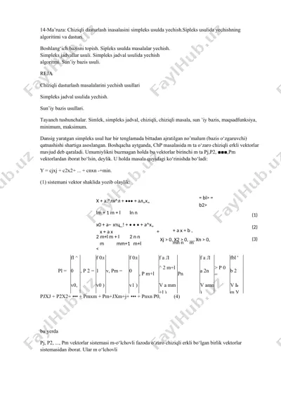 chiziqli dasturlash masalalarini yechish usullari — DOCX