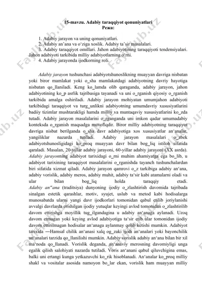 adabiy taraqqiyot qonuniyatlari — DOCX
