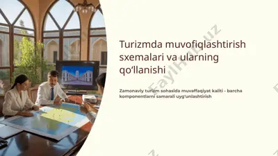 turizmda muvofiqlashtirish sxemalari va ularning qo‘llanishi — PPTX