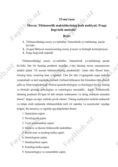 tilshunoslikdagi asosiy yo‘nalishlar — DOCX