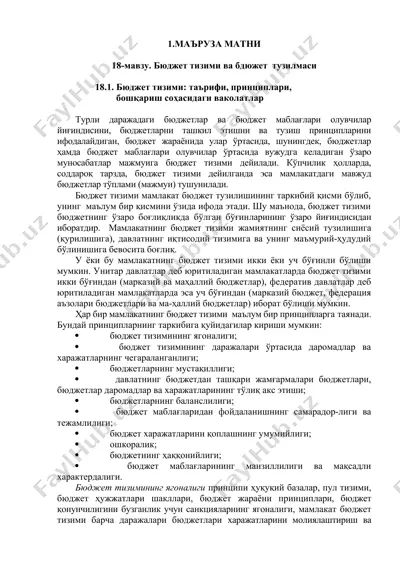 бюджет тизими ва бюджет тузилмаси — DOC