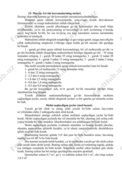 go‘sht korxonalarining turlari — DOCX