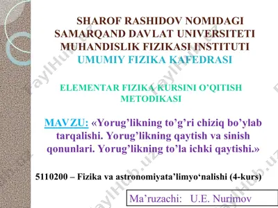 elementar fizika kursini o'qitish metodikasi — PPT