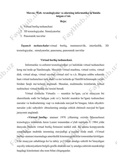 virtual borliq tushunchasi — DOCX