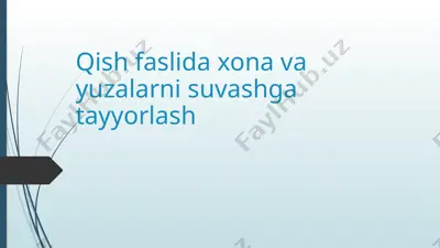 qishfa suvash jarayonida o‘zini tayyorlash — PPTX