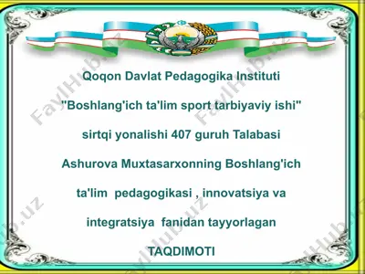 boshlang'ich ta'lim sport tarbiyaviy ishi — PPT