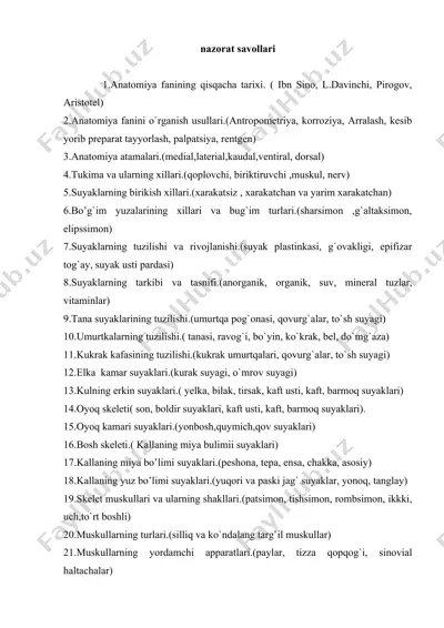anatomiya fanining qisqacha tarixi — DOCX