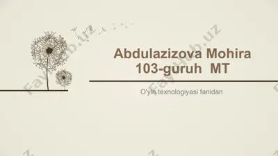 o'yin texnologiyasi — PPTX