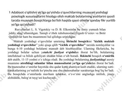 o‘quvchilar umrining birinchi bosqichi (kichik maktab yoshidagi o‘quvchilar) — PPTX
