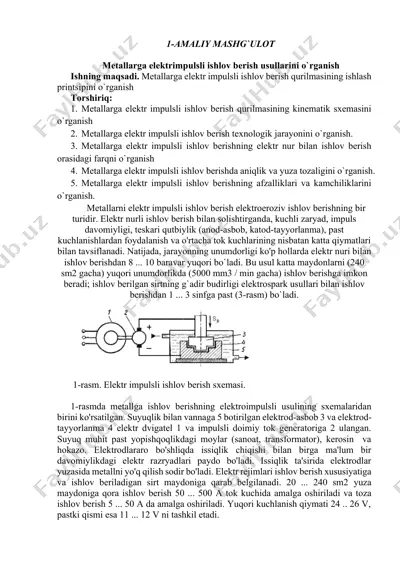 metallarga elektr impulsli ishlov berish usullarini o`rganish — DOCX