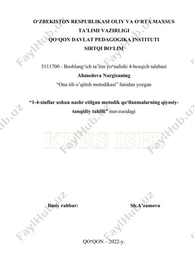 "ona tili o’qitish metodikasi" — DOCX