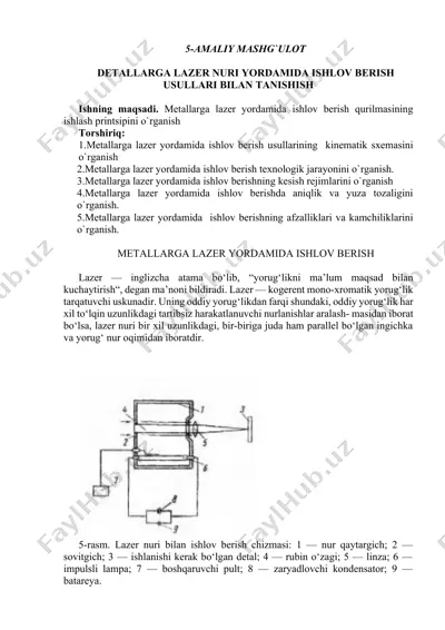 metallarga lazer yordamida ishlov berish — DOCX