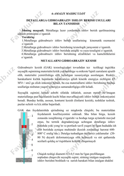 gidroabraziv ishlov berish usullari — DOCX