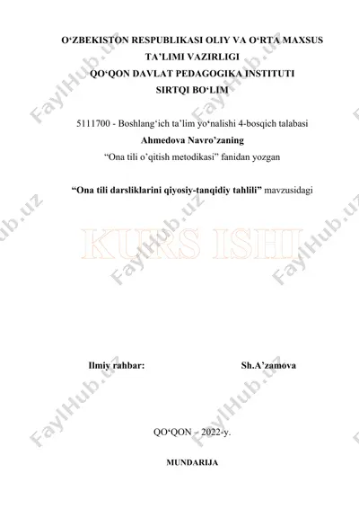 "ona tili o'qitish metodikasi" — DOCX