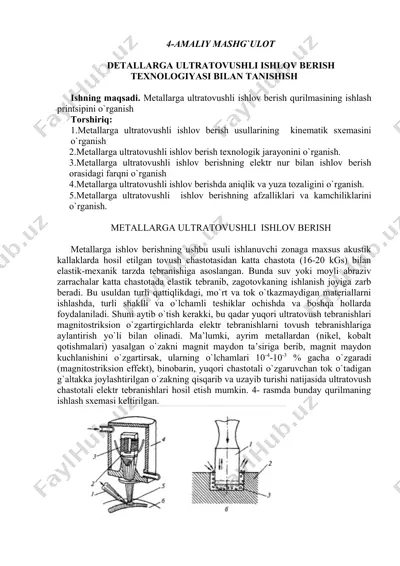 metallarga ultratovushli ishlov berish texnologiyasi — DOCX