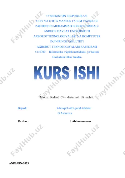 borland c++ dasturlash tili muhiti — DOCX