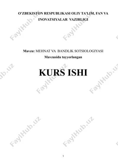 mehnat va bandlik sotsiologiyasi kurs ishi — DOCX