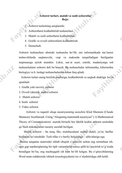axborot turlari — DOCX
