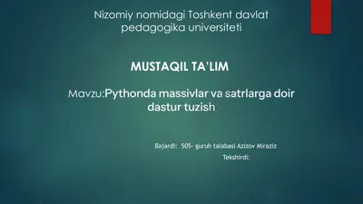pythondamassivlarvasatrlargadoirdasturtuzish — PPTX