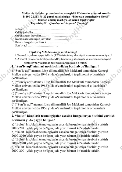 biznesda buxgalteriya hisobi mashg'uloti — DOCX