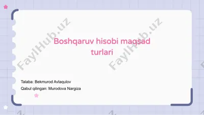 boshqaruv hisobi maqsad turlari — PPTX