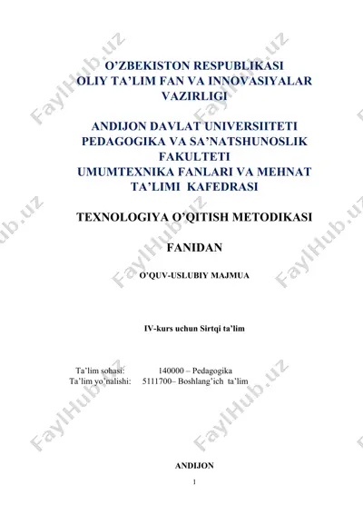texnologiya o’qitish metodikasi — DOCX