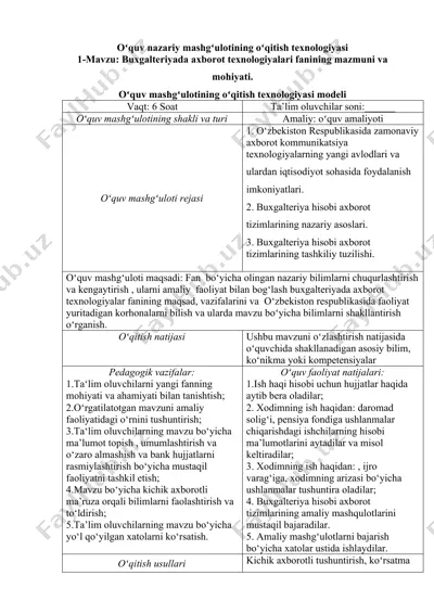 buxgalteriyada axborot texnologiyalari fanining mazmuni va mohiyati — DOCX